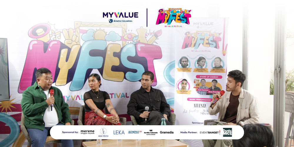 MyFest 2024 - Talkshow Article Header bersama Igun Sudarmono (AMI Awards), Hanna Metha (Tiling Tutuh), Irsyad Alwini (fHunk), dan Dio Giani